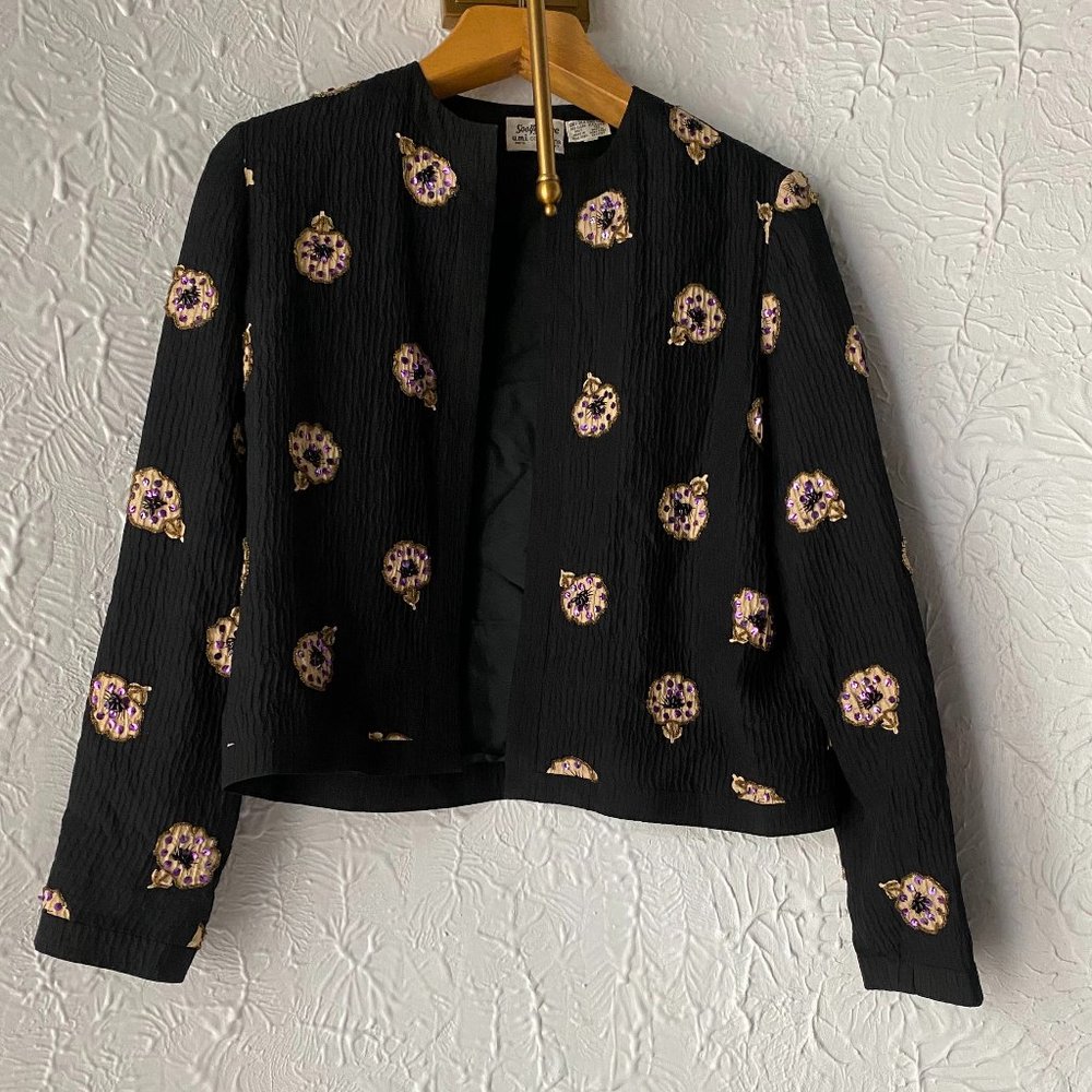 Soo Yung Lee Silk Embroidered Jacket - Size 12
